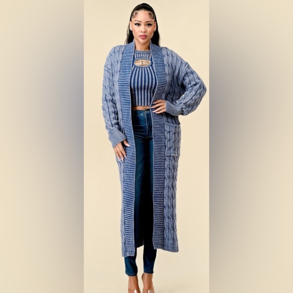 Denim Mineral Wash Oversized Cardigan